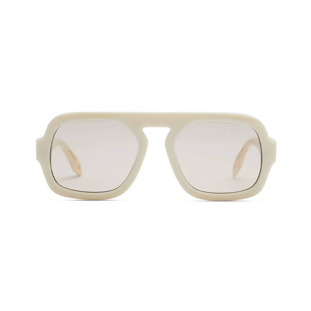 NEW ELISA JOHNSON women's jane aviator sunglasses in ivory white